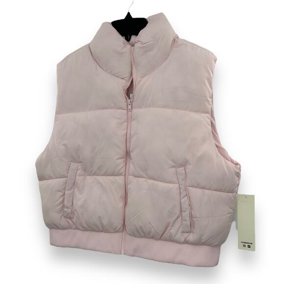 NEW Madden Girl Zip Up Puffer Vest Light Pink Size XL Coquette Winter Pastel - Picture 3 of 10